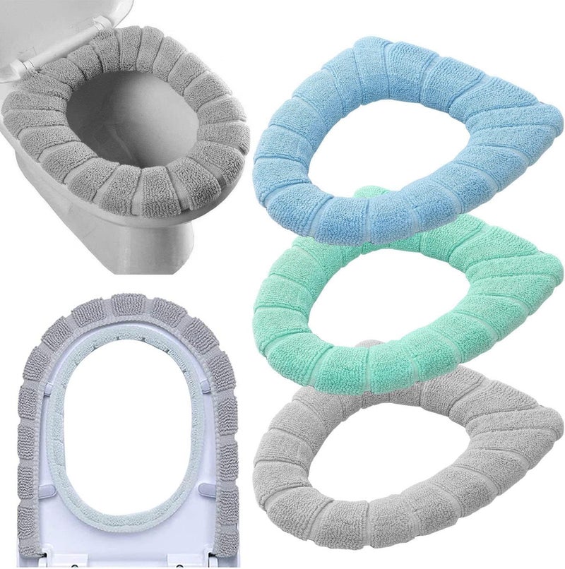 Guojanfon Bathroom Soft Thicker Warmer Stretchable Washable Cloth Toilet Seat Cover Pads () - Image 1